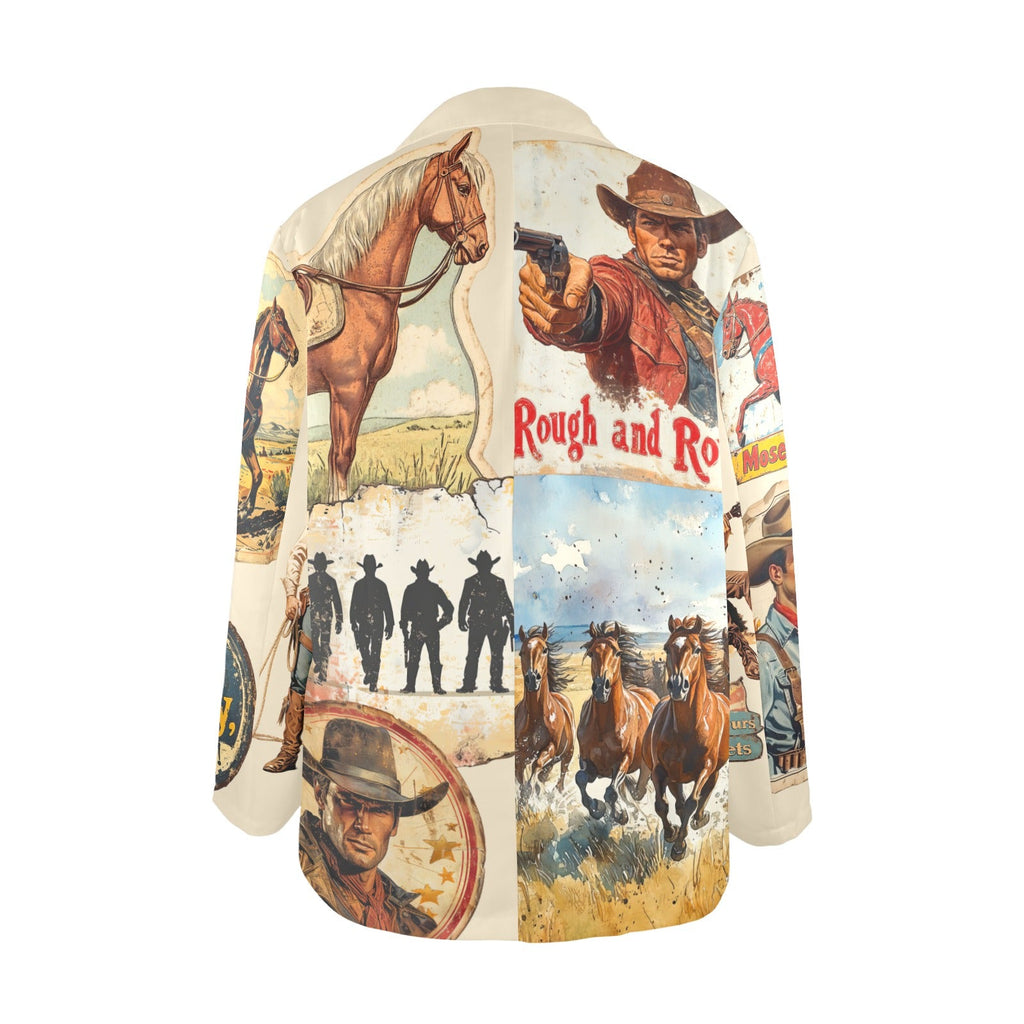 Baha Ranch Old West Cowboy Western Cowgirl Vintage Retro Women's Blazer