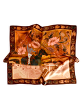 Round Up Large 100% Mulberry Silk 35x35: Floral Cattle Cowgirl Western Wild Rag