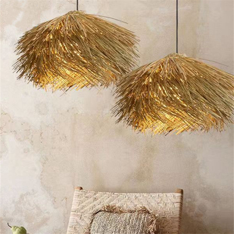 Japanese Wabi Sabi Style Rattan Woven Pendant Light