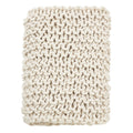 Fennco Styles Chunky Cable Knit Premium 100% Wool Woven Throw Blanket (Ivory, 50" x 60")
