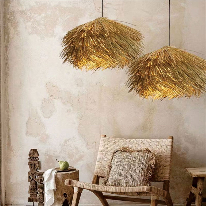 Japanese Wabi Sabi Style Rattan Woven Pendant Light