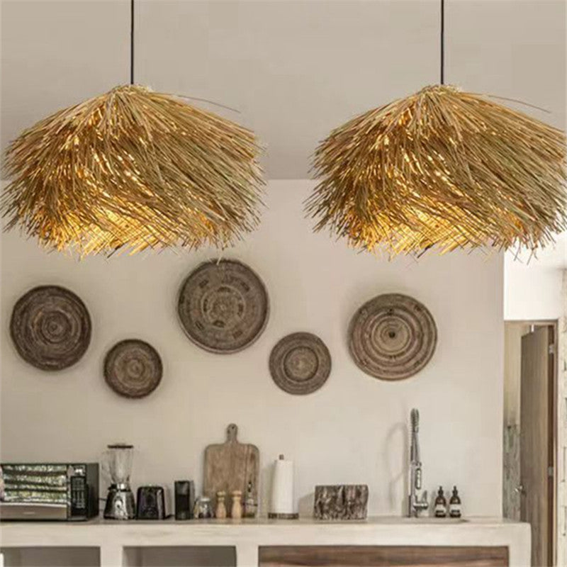 Japanese Wabi Sabi Style Rattan Woven Pendant Light